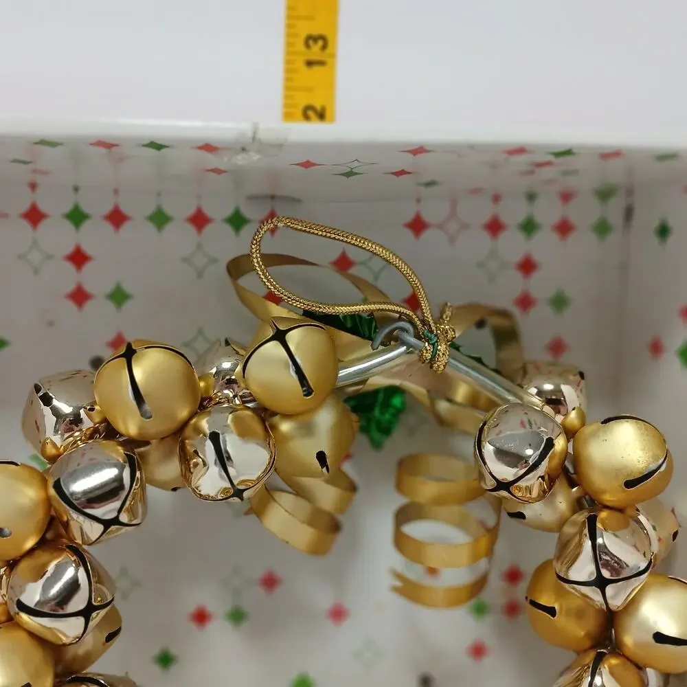 Vibrant Traditional Festive Christmas 2 Sided Gold Jinglebell 10